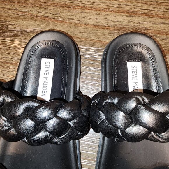 STEVE MADDEN Women's Hilary Braided Sandals Black 7M - Picture 3 of 9